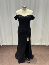 27DRESS Black Off-the-Shoulder Mermaid Sequined Evening Dresses with Slit